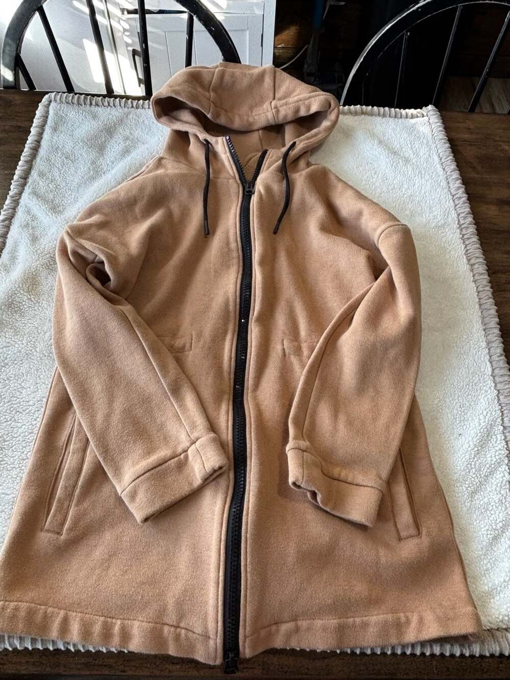 Zyia Active Full Zip Hoodie Size M Tan